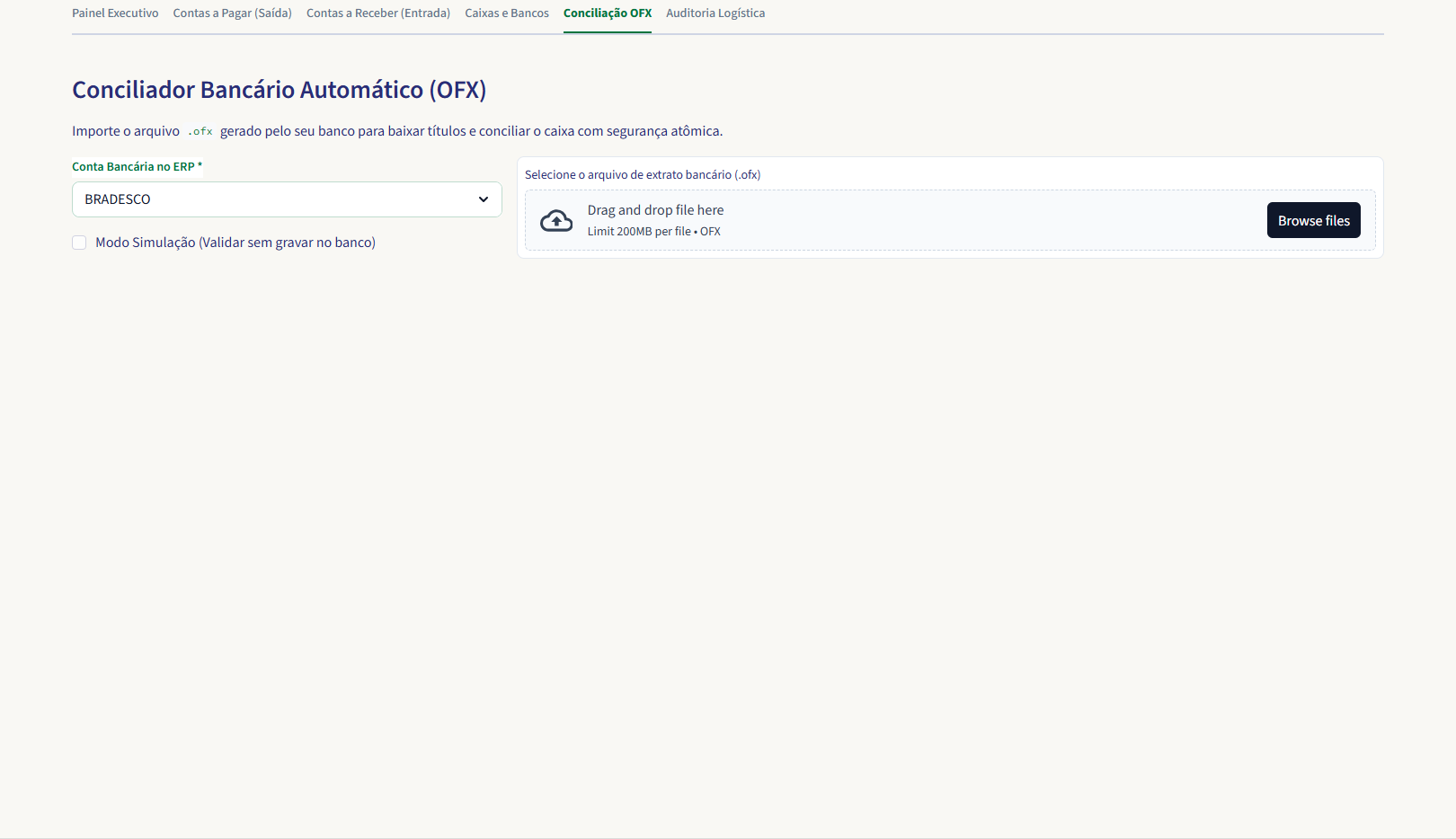 Financeiro — Conciliação Bancária (OFX)